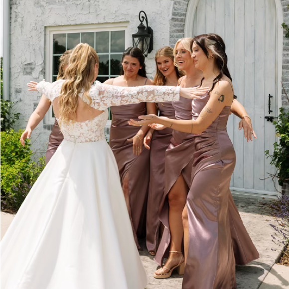 Lydia Shiny Satin Dress - Dark Mauve from Birdy Grey Small - Picture 5 of 8